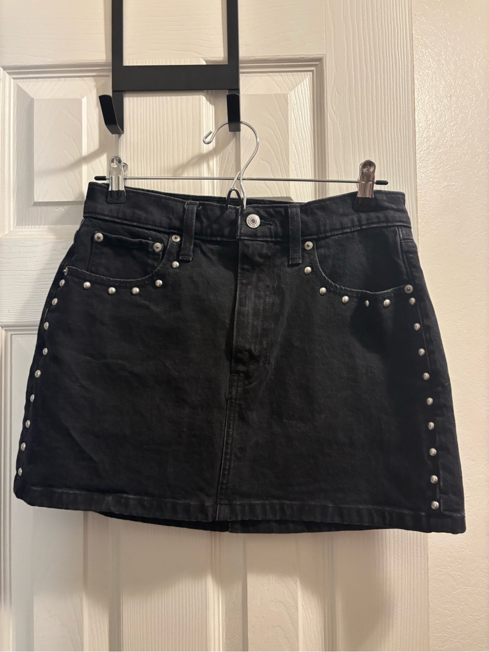 Abercrombie & Fitch Black Studded Denim Mini Skirt